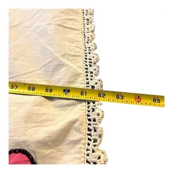 Tablecloth Morning Glory Flowers Floral Embroidered Square 62" Vintage Retro - Picture 6 of 8